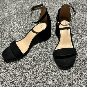 Black Suade Chunky Heals
